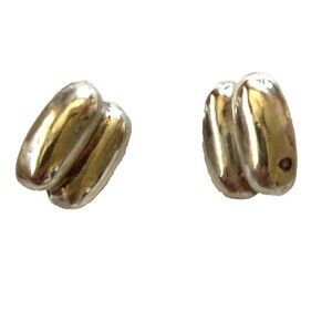 Vintage Sterling Silver 925 Hollow Chunky Modernist Post Earrings 5 grams